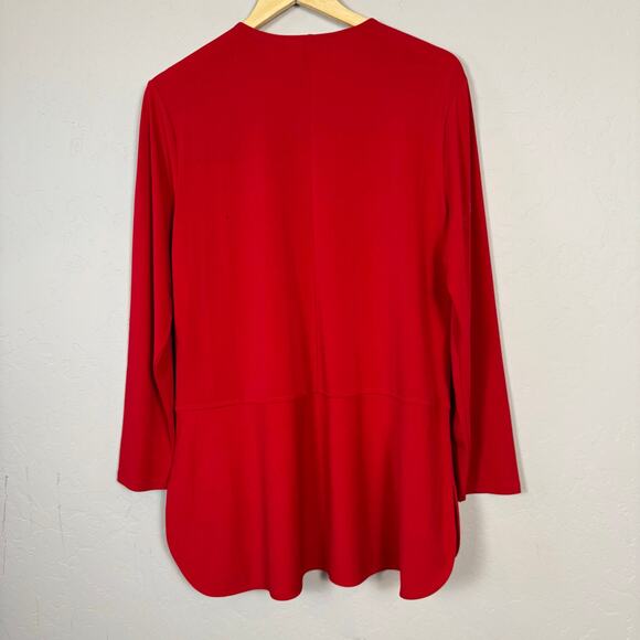 Lauren Ralph Lauren Womens Size XL Deed Red Long Sleeve Popover Top Keyhole Neck - Picture 2 of 11